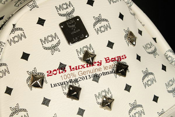 MCM Stark Backpack Jumbo in Calf Leather 8006 White MCM Stark Backpack Jumbo in Calf Leather 8006 White