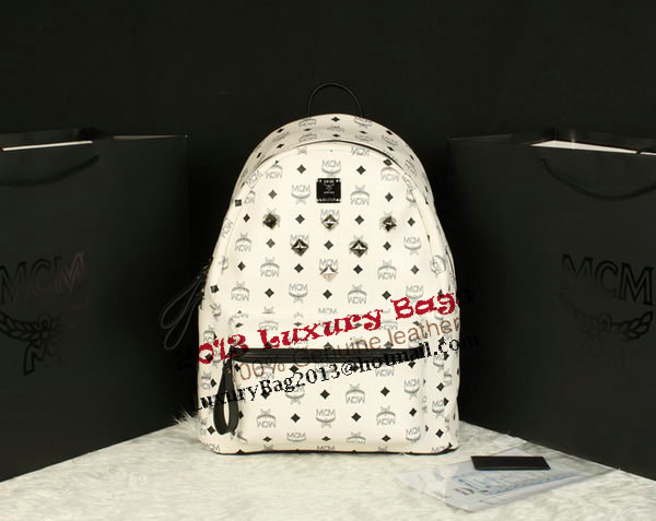 MCM Stark Backpack Jumbo in Calf Leather 8006 White MCM Stark Backpack Jumbo in Calf Leather 8006 White