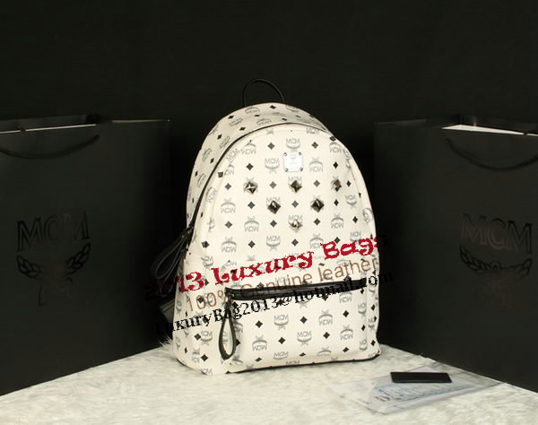 MCM Stark Backpack Jumbo in Calf Leather 8006 White MCM Stark Backpack Jumbo in Calf Leather 8006 White