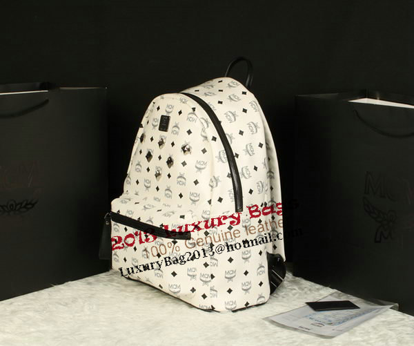 MCM Stark Backpack Jumbo in Calf Leather 8006 White MCM Stark Backpack Jumbo in Calf Leather 8006 White