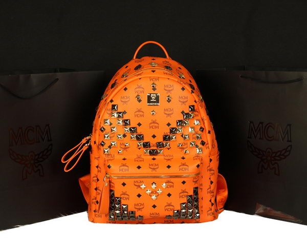 MCM Stark Backpack Jumbo in Calf Leather 8100 Orange MCM Stark Backpack Jumbo in Calf Leather 8100 Orange