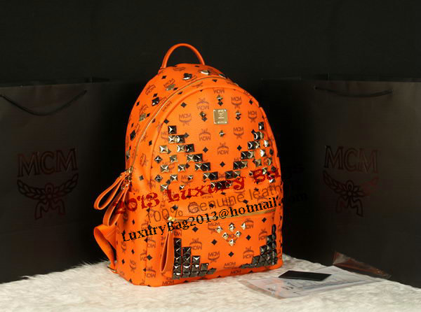 MCM Stark Backpack Jumbo in Calf Leather 8100 Orange MCM Stark Backpack Jumbo in Calf Leather 8100 Orange