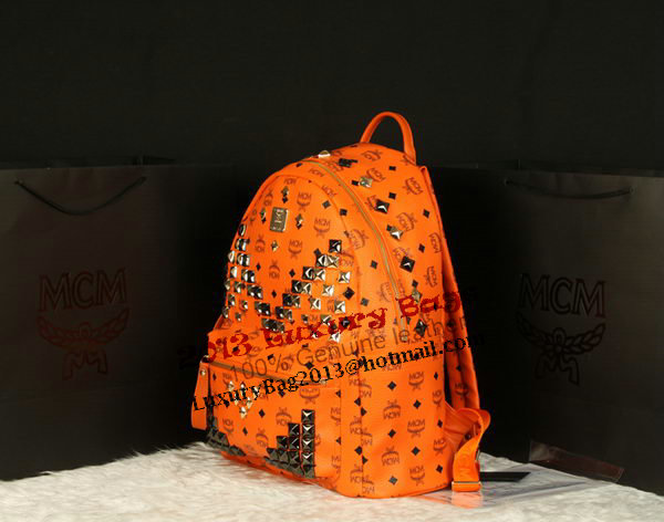 MCM Stark Backpack Jumbo in Calf Leather 8100 Orange MCM Stark Backpack Jumbo in Calf Leather 8100 Orange