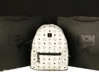MCM Stark Backpack Large in Calf Leather 8004 White MCM Stark Backpack Large in Calf Leather 8004 White