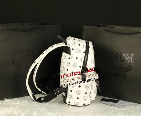 MCM Stark Backpack Large in Calf Leather 8004 White MCM Stark Backpack Large in Calf Leather 8004 White