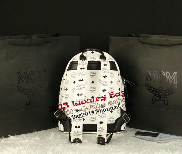 MCM Stark Backpack Large in Calf Leather 8004 White MCM Stark Backpack Large in Calf Leather 8004 White