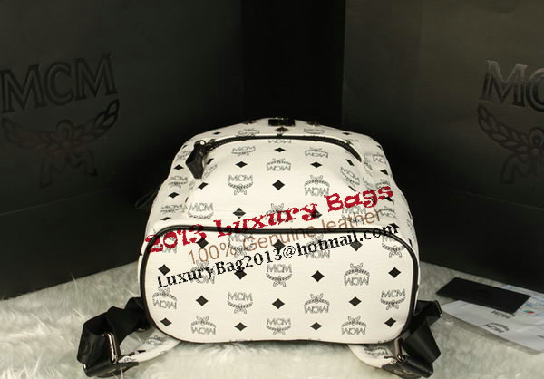 MCM Stark Backpack Large in Calf Leather 8004 White MCM Stark Backpack Large in Calf Leather 8004 White