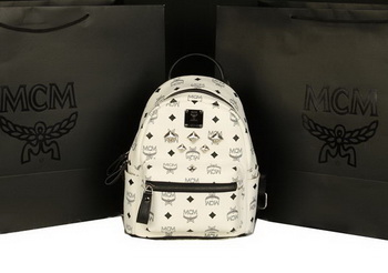 MCM Stark Backpack Medium in Calf Leather 8003 White MCM Stark Backpack Medium in Calf Leather 8003 White