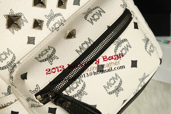 MCM Stark Backpack Medium in Calf Leather 8003 White MCM Stark Backpack Medium in Calf Leather 8003 White