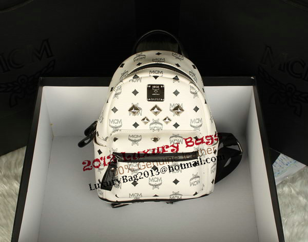 MCM Stark Backpack Medium in Calf Leather 8003 White MCM Stark Backpack Medium in Calf Leather 8003 White