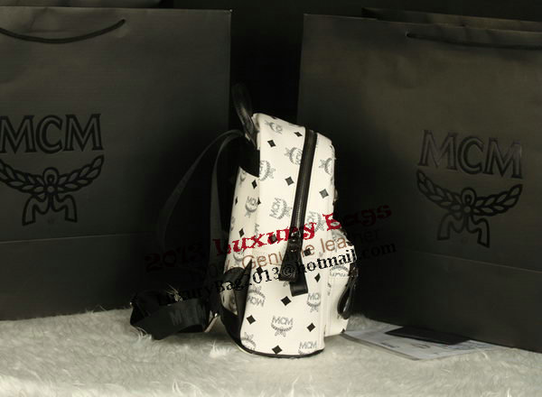 MCM Stark Backpack Medium in Calf Leather 8003 White MCM Stark Backpack Medium in Calf Leather 8003 White