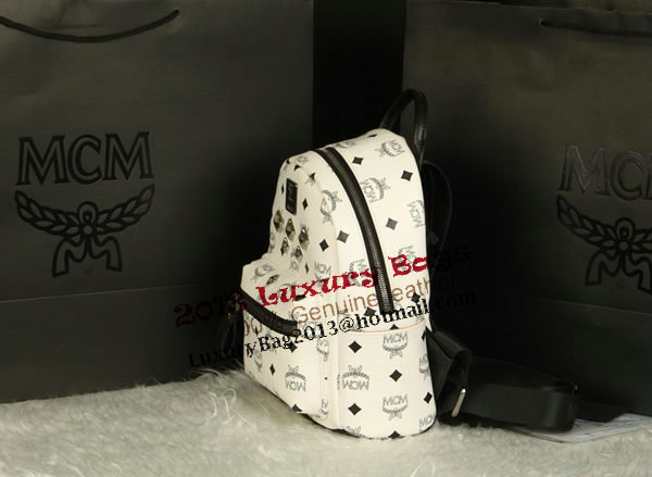 MCM Stark Backpack Medium in Calf Leather 8003 White MCM Stark Backpack Medium in Calf Leather 8003 White