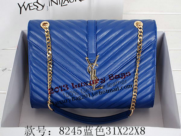 Yves Saint Laurent Classic Monogramme Flap Bag Y8245 Blue Yves Saint Laurent Classic Monogramme Flap Bag Y8245 Blue
