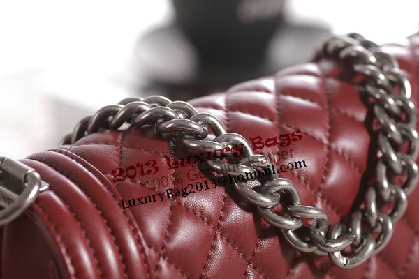 Chanel Boy Flap Shoulder Bag in Burgundy Lambskin Leather A67086 Silver Chanel Boy Flap Shoulder Bag in Burgundy Lambskin Leather A67086 Silver