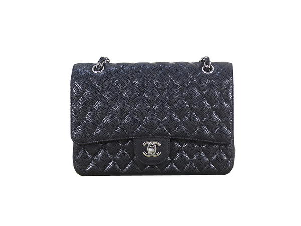 Chanel 2.55 Series Classic Flap Bag 1112 Black Cannage Pattern Original Leather Silver Chanel 2.55 Series Classic Flap Bag 1112 Black Cannage Pattern Original Leather Silver