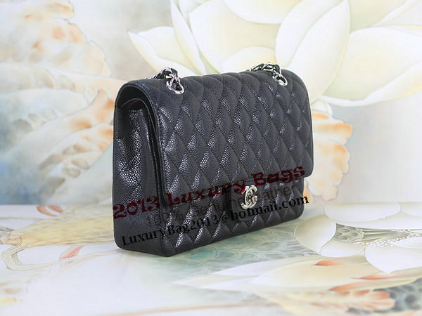 Chanel 2.55 Series Classic Flap Bag 1112 Black Cannage Pattern Original Leather Silver Chanel 2.55 Series Classic Flap Bag 1112 Black Cannage Pattern Original Leather Silver