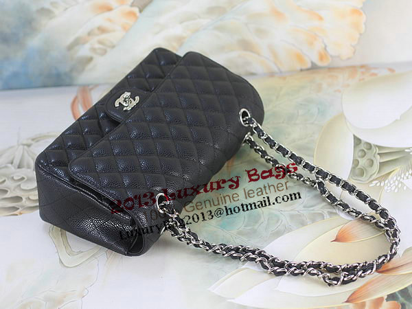 Chanel 2.55 Series Classic Flap Bag 1112 Black Cannage Pattern Original Leather Silver Chanel 2.55 Series Classic Flap Bag 1112 Black Cannage Pattern Original Leather Silver
