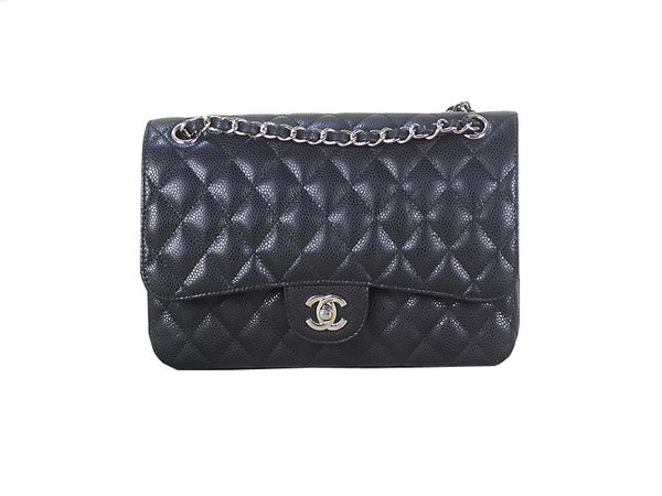 Chanel 2.55 Series Classic Flap Bag 1112 Black Original Cannage Pattern Leather Silver Chanel 2.55 Series Classic Flap Bag 1112 Black Original Cannage Pattern Leather Silver