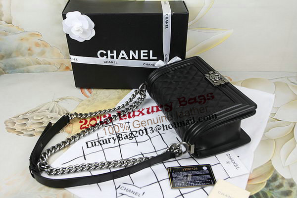 Chanel Boy Flap Shoulder Bag in Original Black Lambskin Leather A67025 Silver Chanel Boy Flap Shoulder Bag in Original Black Lambskin Leather A67025 Silver