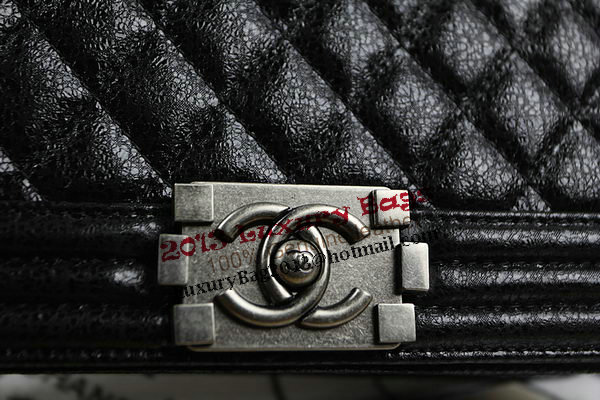 Chanel Boy Flap Shoulder Bag in Original Glazed Crackled Leather A67025 Black Chanel Boy Flap Shoulder Bag in Original Glazed Crackled Leather A67025 Black