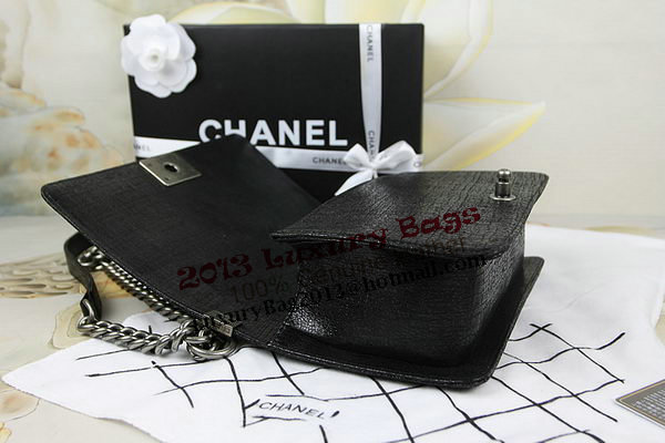 Chanel Boy Flap Shoulder Bag in Original Glazed Crackled Leather A67025 Black Chanel Boy Flap Shoulder Bag in Original Glazed Crackled Leather A67025 Black