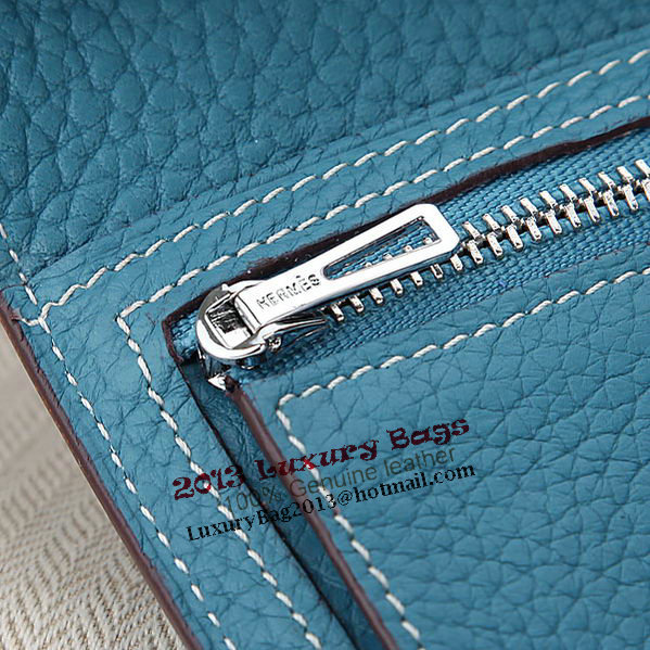 Hermes Bearn Japonaise Bi-Fold Wallet Grainy Leather A208 Blue Hermes Bearn Japonaise Bi-Fold Wallet Grainy Leather A208 Blue
