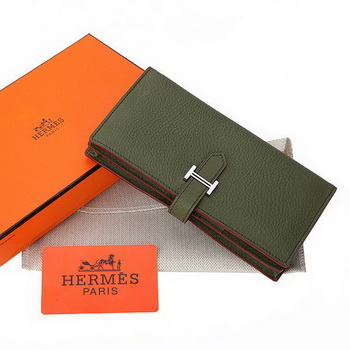 Hermes Bearn Japonaise Bi-Fold Wallet Grainy Leather A208 Dark Green Hermes Bearn Japonaise Bi-Fold Wallet Grainy Leather A208 Dark Green