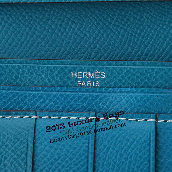 Hermes Bearn Japonaise Bi-Fold Wallet Original Leather A208 Blue Hermes Bearn Japonaise Bi-Fold Wallet Original Leather A208 Blue