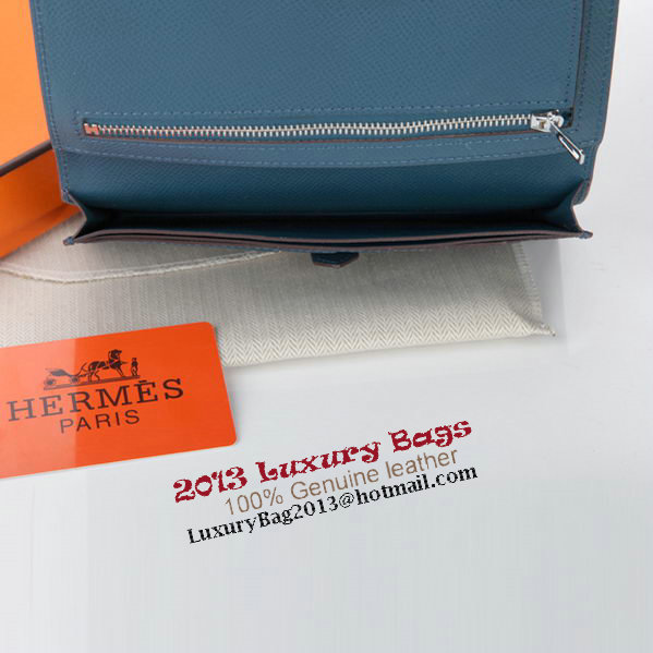 Hermes Bearn Japonaise Bi-Fold Wallet Original Leather A208 Dark Blue Hermes Bearn Japonaise Bi-Fold Wallet Original Leather A208 Dark Blue