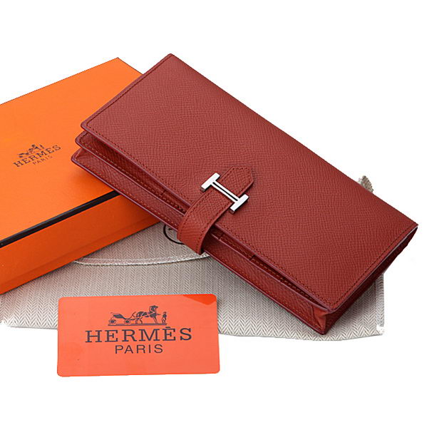 Hermes Bearn Japonaise Bi-Fold Wallet Original Leather A208 Red Hermes Bearn Japonaise Bi-Fold Wallet Original Leather A208 Red