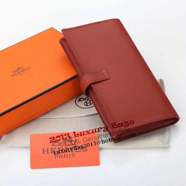 Hermes Bearn Japonaise Bi-Fold Wallet Original Leather A208 Red Hermes Bearn Japonaise Bi-Fold Wallet Original Leather A208 Red