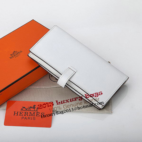 Hermes Bearn Japonaise Bi-Fold Wallet Original Leather A208 White Hermes Bearn Japonaise Bi-Fold Wallet Original Leather A208 White