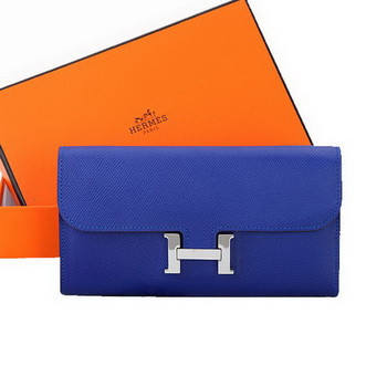 Hermes Constance Long Wallets Original Calfskin Leather A909 Blue Hermes Constance Long Wallets Original Calfskin Leather A909 Blue