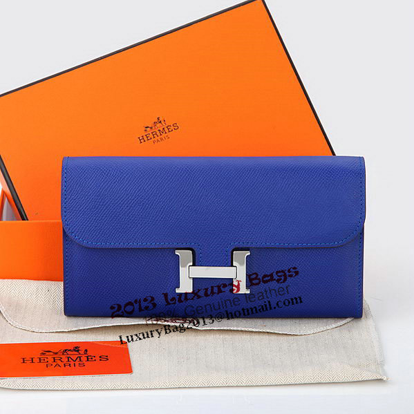 Hermes Constance Long Wallets Original Calfskin Leather A909 Blue Hermes Constance Long Wallets Original Calfskin Leather A909 Blue