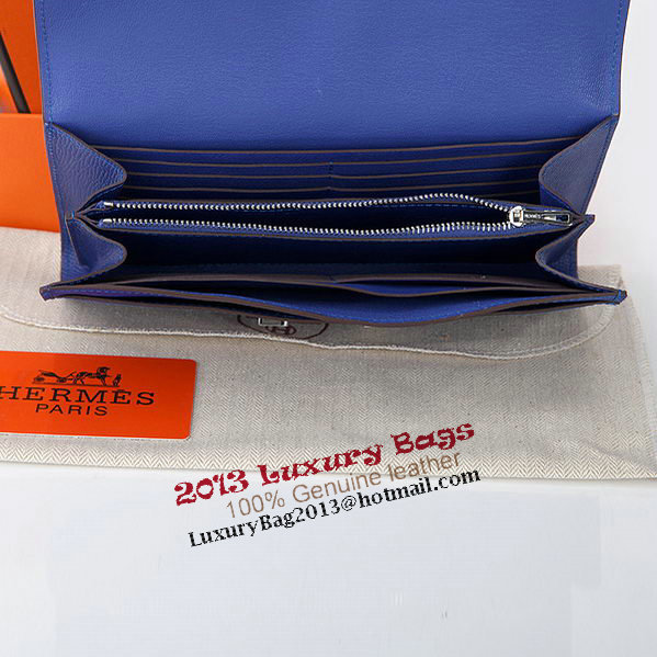 Hermes Constance Long Wallets Original Calfskin Leather A909 Blue Hermes Constance Long Wallets Original Calfskin Leather A909 Blue