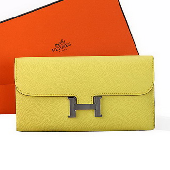 Hermes Constance Long Wallets Original Calfskin Leather A909 Lemon Hermes Constance Long Wallets Original Calfskin Leather A909 Lemon