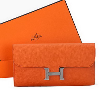 Hermes Constance Long Wallets Original Calfskin Leather A909 Orange Hermes Constance Long Wallets Original Calfskin Leather A909 Orange