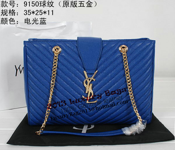 Yves Saint Laurent Classic Monogramme Shopping Bag Y9150 Apricot&Blue&Black Yves Saint Laurent Classic Monogramme Shopping Bag Y9150 Apricot&Blue&Black