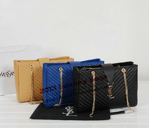 Yves Saint Laurent Classic Monogramme Shopping Bag Y9150 Apricot&Blue&Black Yves Saint Laurent Classic Monogramme Shopping Bag Y9150 Apricot&Blue&Black