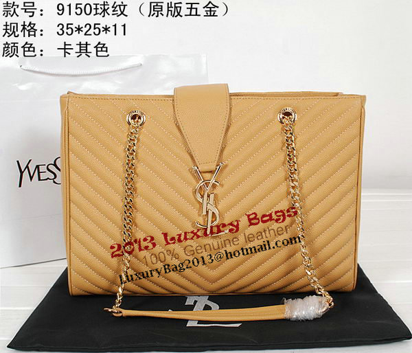 Yves Saint Laurent Classic Monogramme Shopping Bag Y9150 Apricot&Blue&Black Yves Saint Laurent Classic Monogramme Shopping Bag Y9150 Apricot&Blue&Black