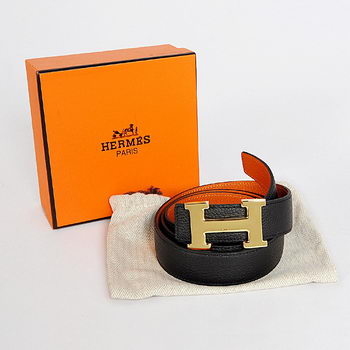 Hermes Black Imported Belt HR1005A Gold Hermes Black Imported Belt HR1005A Gold