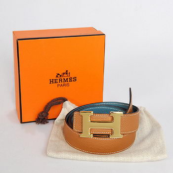 Hermes Bovine Jugular Veins In Blue Belt HR1010A Gold Hermes Bovine Jugular Veins In Blue Belt HR1010A Gold
