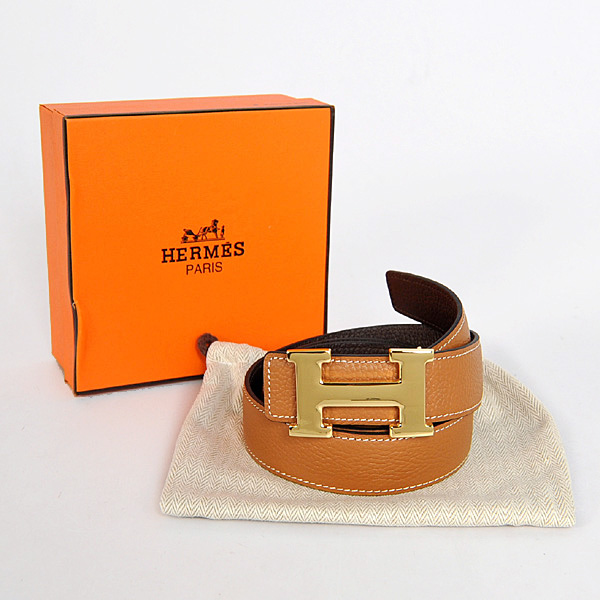 Hermes Dark Brown Bovine Jugular Veins Belt HR1008A Gold Hermes Dark Brown Bovine Jugular Veins Belt HR1008A Gold
