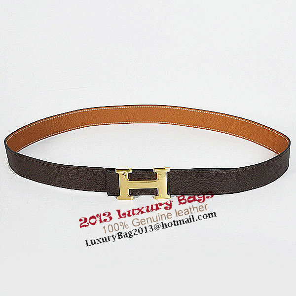 Hermes Dark Brown Bovine Jugular Veins Belt HR1008A Gold Hermes Dark Brown Bovine Jugular Veins Belt HR1008A Gold