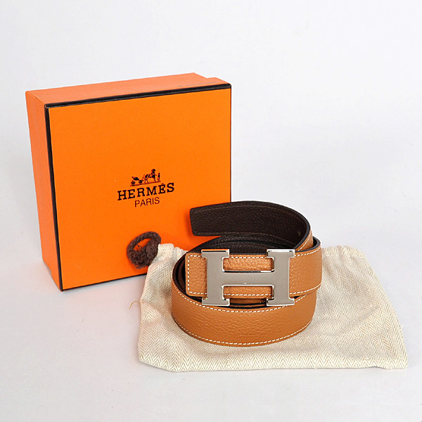 Hermes Dark Brown Bovine Jugular Veins Belt HR1008B Silver Hermes Dark Brown Bovine Jugular Veins Belt HR1008B Silver