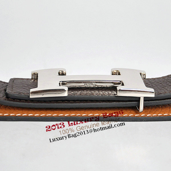 Hermes Dark Brown Bovine Jugular Veins Belt HR1008B Silver Hermes Dark Brown Bovine Jugular Veins Belt HR1008B Silver
