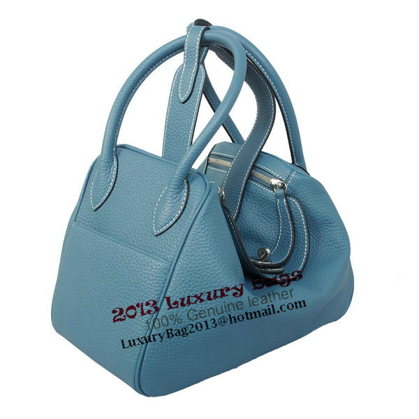 Hermes Lindy 30CM Blue Grainy Leather Havanne Shoulder Bag Hermes Lindy 30CM Blue Grainy Leather Havanne Shoulder Bag