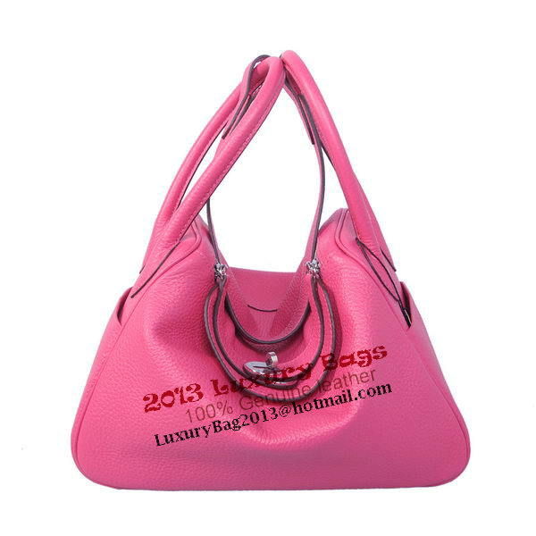 Hermes Lindy 30CM Rose Grainy Leather Havanne Shoulder Bag Hermes Lindy 30CM Rose Grainy Leather Havanne Shoulder Bag