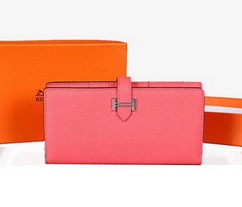 Hermes Bearn Japonaise Bi-Fold Wallet Original Leather A1018 Pink Hermes Bearn Japonaise Bi-Fold Wallet Original Leather A1018 Pink