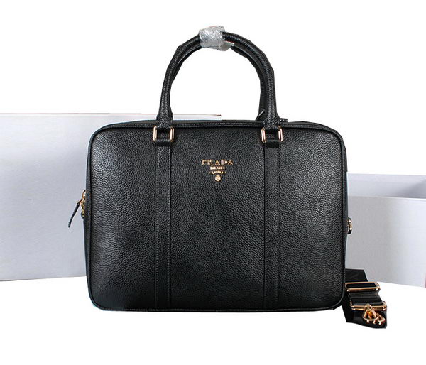 Prada Grainy Calf Leather Briefcase 80661 Black Prada Grainy Calf Leather Briefcase 80661 Black